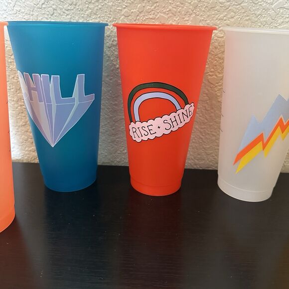 starbucks plastic tumbler Lot Of 5 Cups No Lids Summer Bright Colorful - Picture 3 of 4